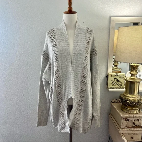 Sundance Light Grey Open Front Knit Cardigan Size XL - Picture 3 of 16